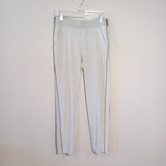 Athleta Pants - ATHLETA Brooklyn Mid Rise Ankle Pants City Stripe Gray White Size 6